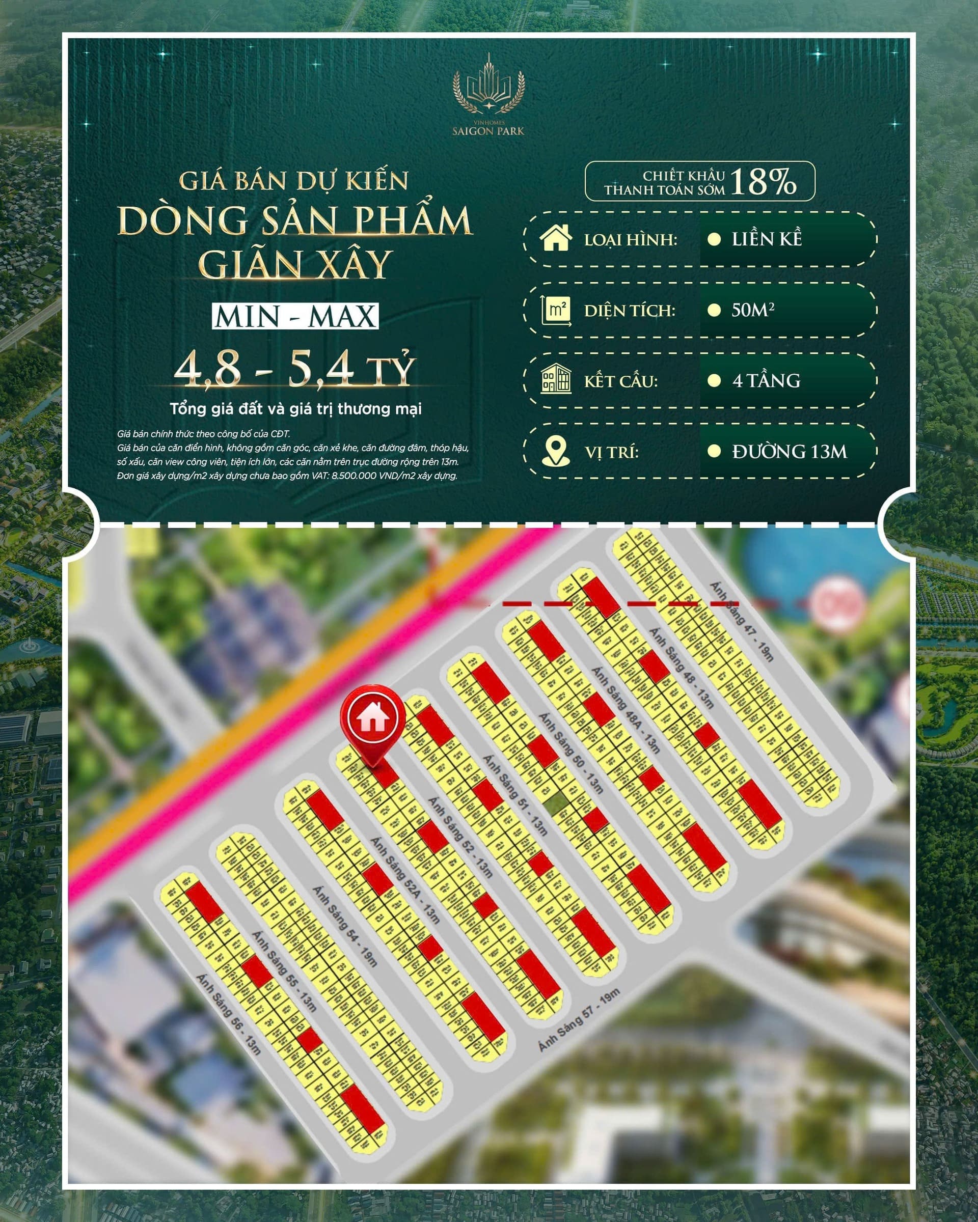 Giá Bán Nhà Phố Giãn Xây Vinhomes Saigon Park Hóc Môn